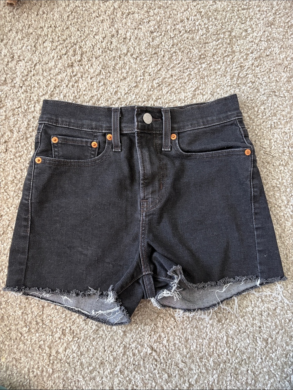 Levi's Black High-Rise Cutoff Denim Shorts with Raw Hem